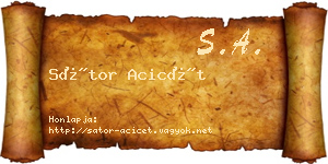 Sátor Acicét névjegykártya